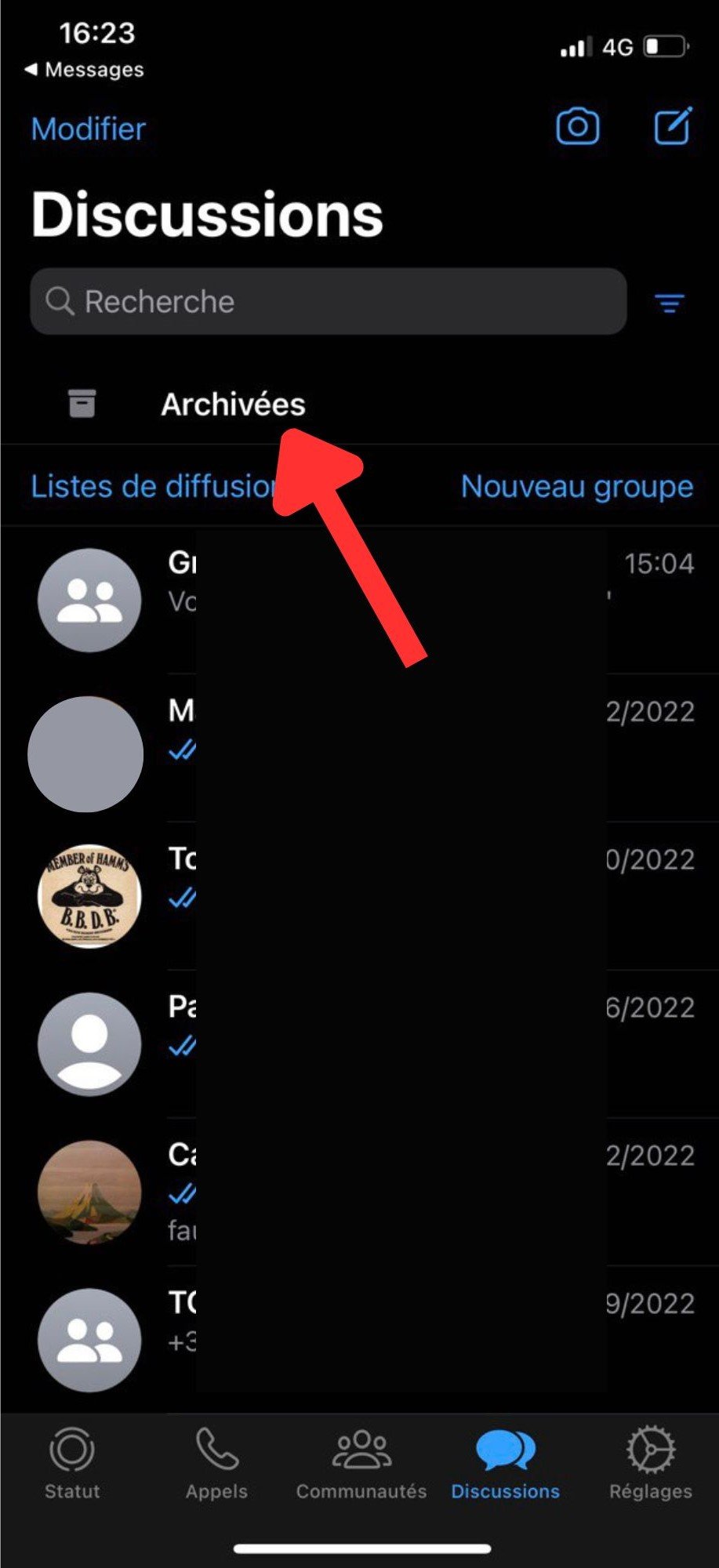 tuto whatsapp archiver iphone