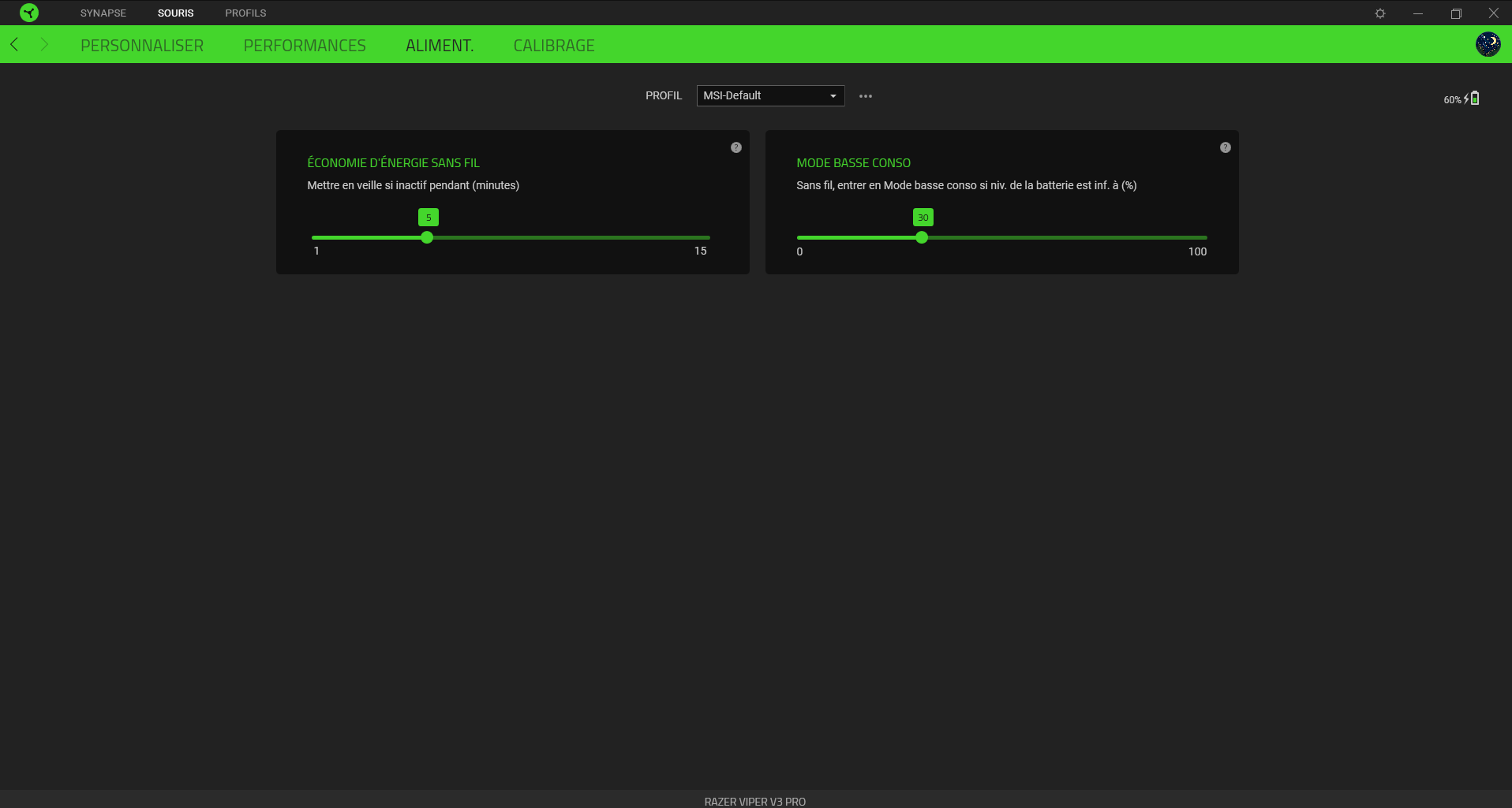 Alimentation Razer Synapse