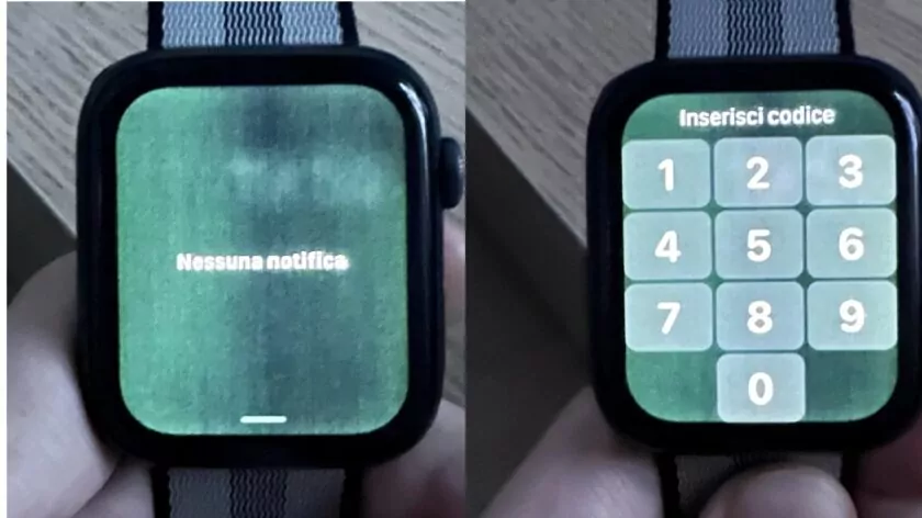 éccran vert des apple watch