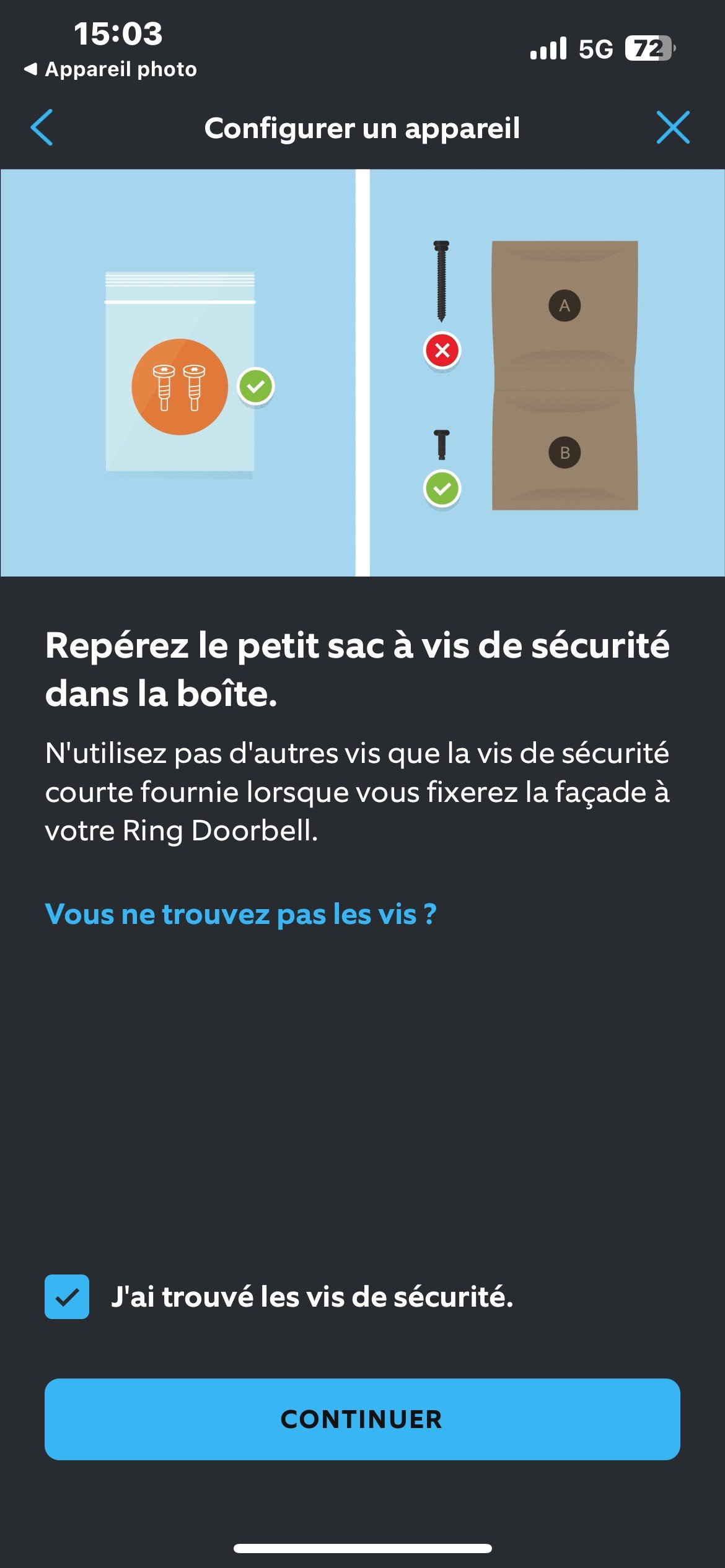 Config appareil Ring
