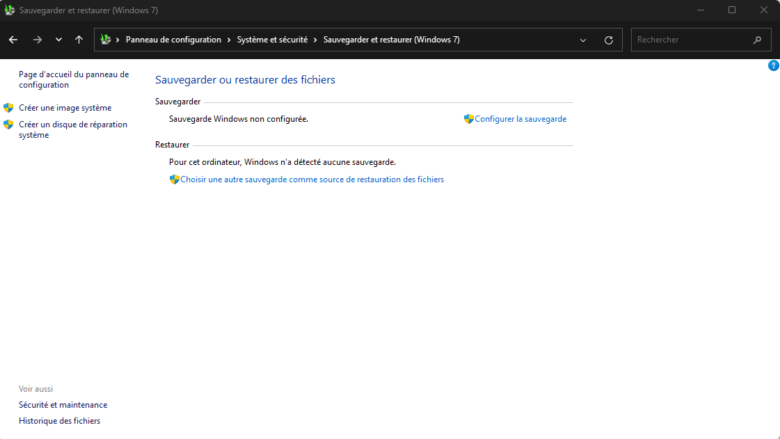 Configurer la sauvegarde