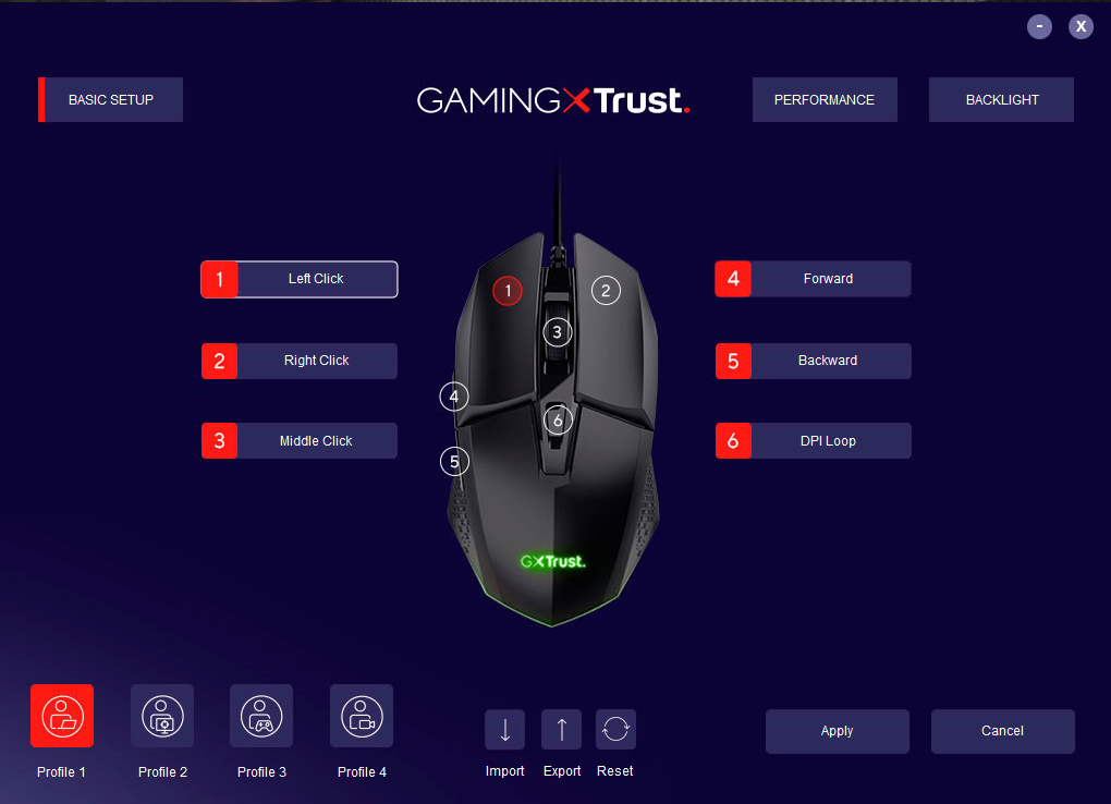 Écran d'accueil lorgiciel Trust Felox GXT 109W