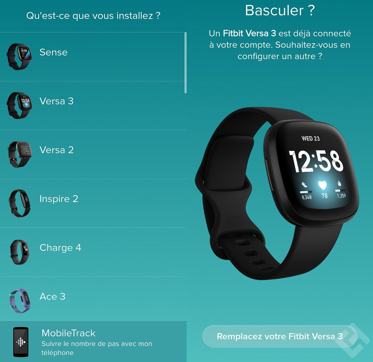 Fitbit Versa 3 - Ajout d'appareils