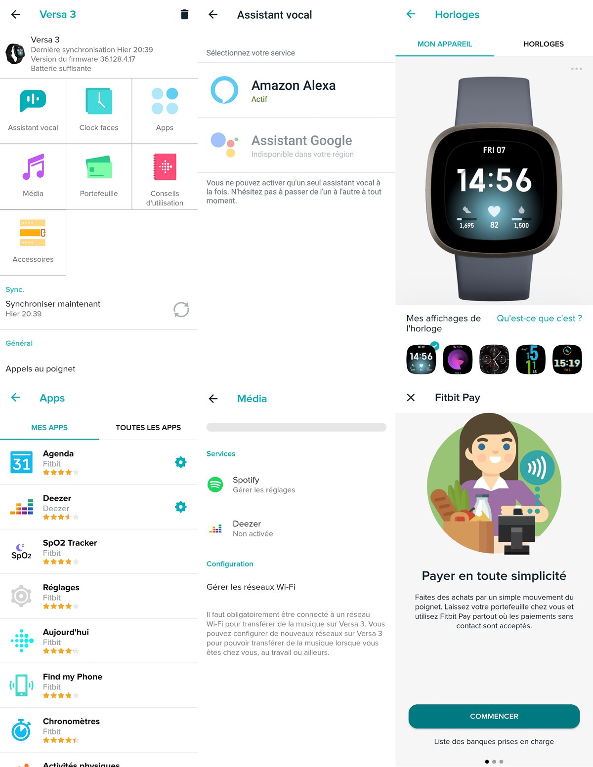 Fitbit Versa 3 - Menu Fitbit 3