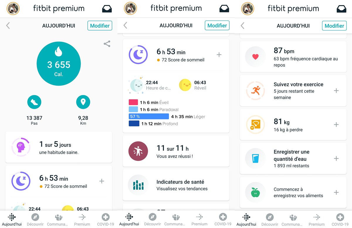 Fitbit Versa 3 - Données récoltées 