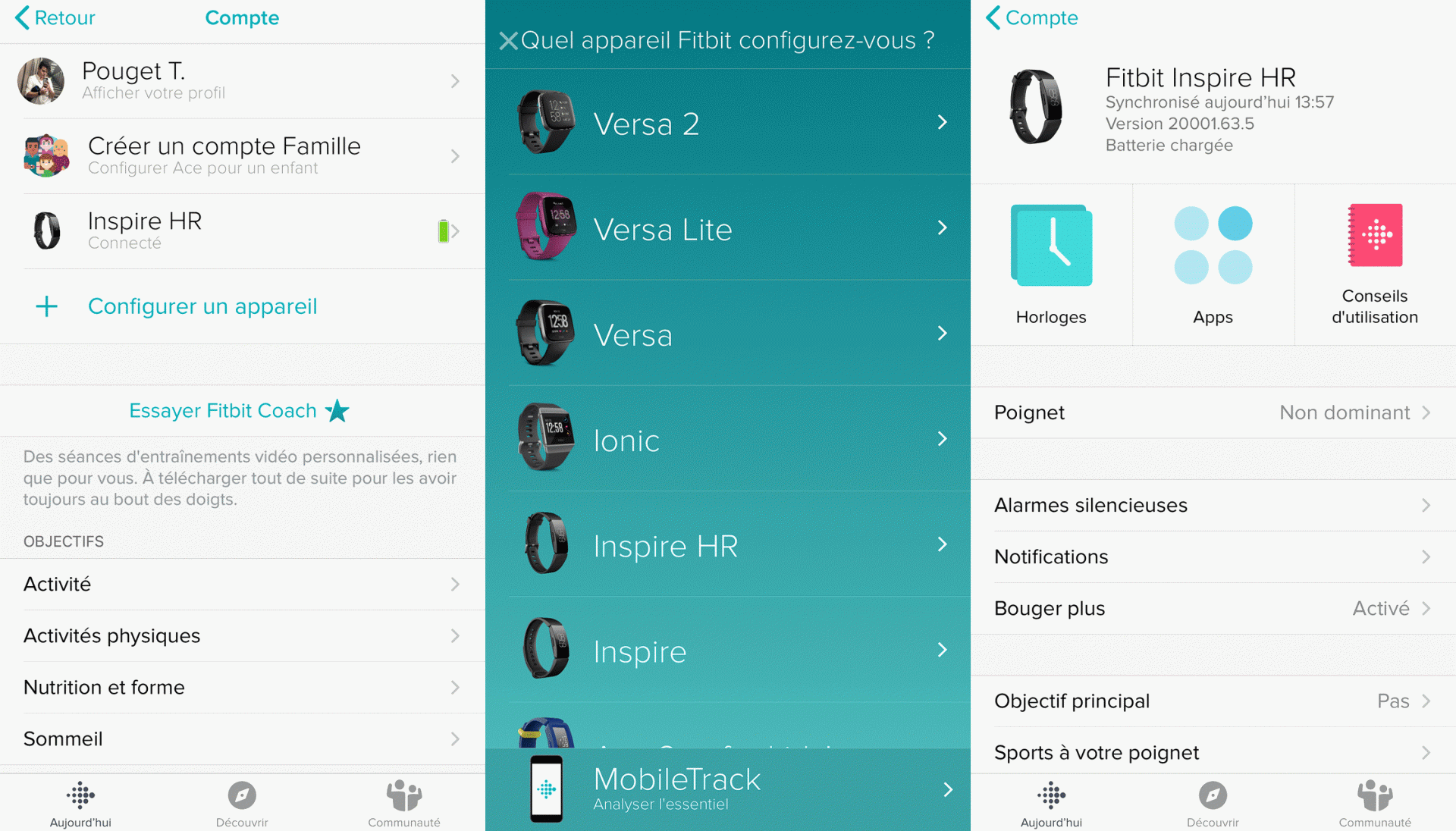Fitbit InspireHR application