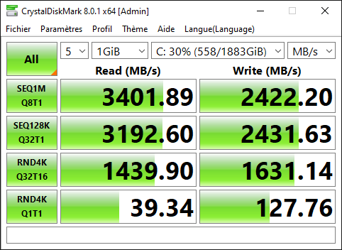 Test des disques dur du GS66