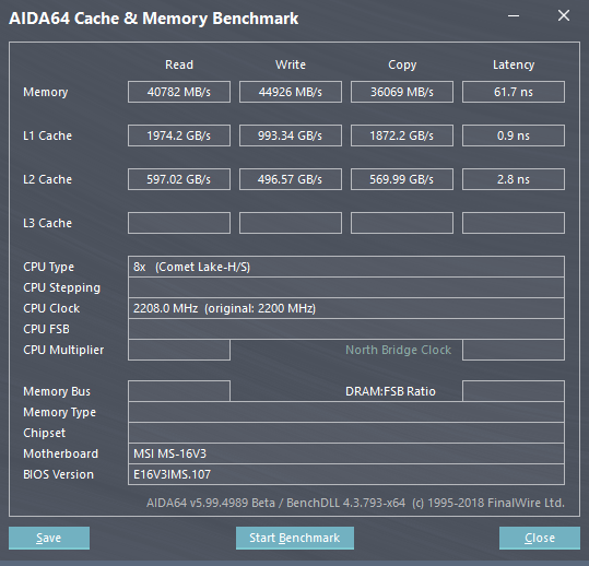 Test de la RAM du GS 66