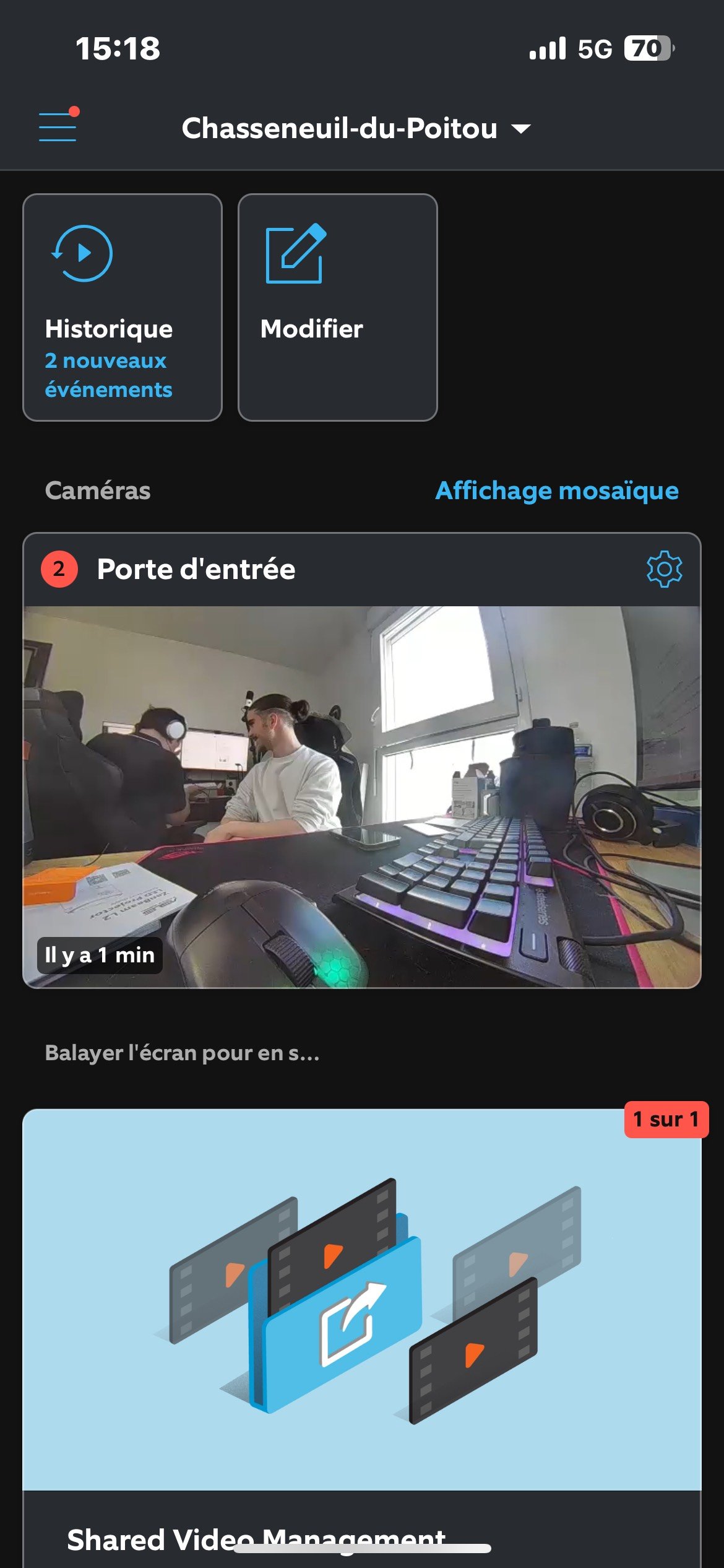 Interface accueil Ring