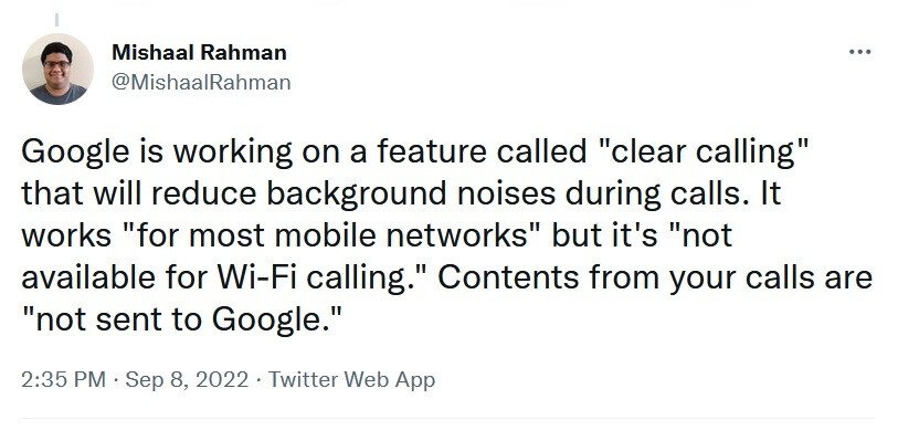 Clear Calling supprimera les bruits de fond gênants de vos appels - La dernière bêta d'Android révèle de possibles futures fonctionnalités Pixel comme Clear Calling, Spatial Audio.