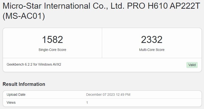 MSI Pro AP222T 13M performances cpu