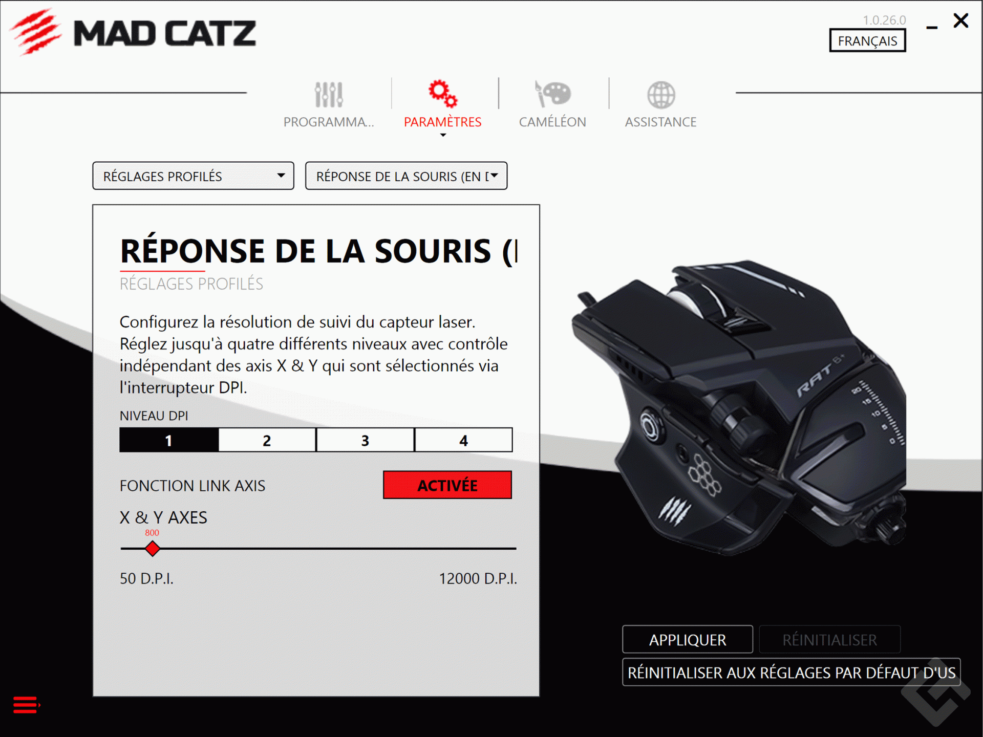 MadCatz RAT 6+ Pilote Parametre