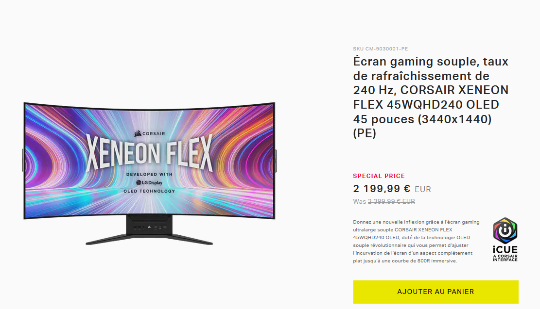 200€ de réduction sur le Corsair XENEON FLEX