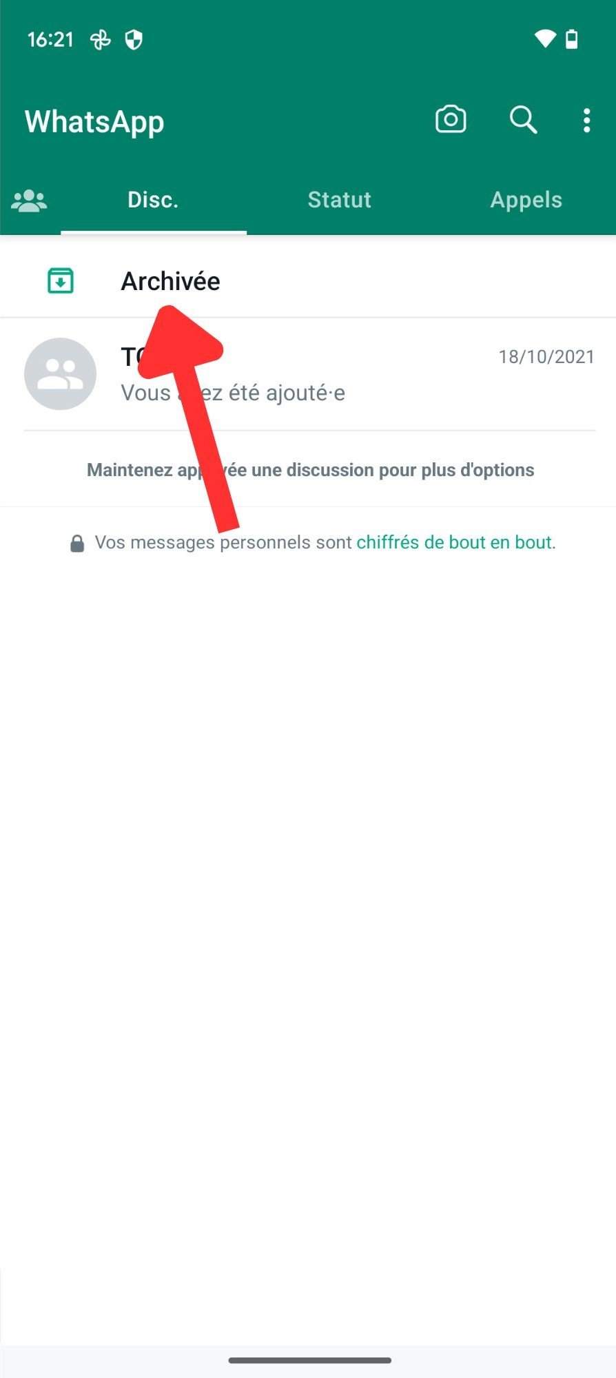 tuto whatsapp archiver android