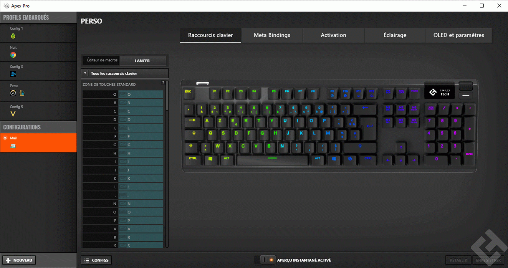 SteelSeries Engine 3 Raccourcis clavier