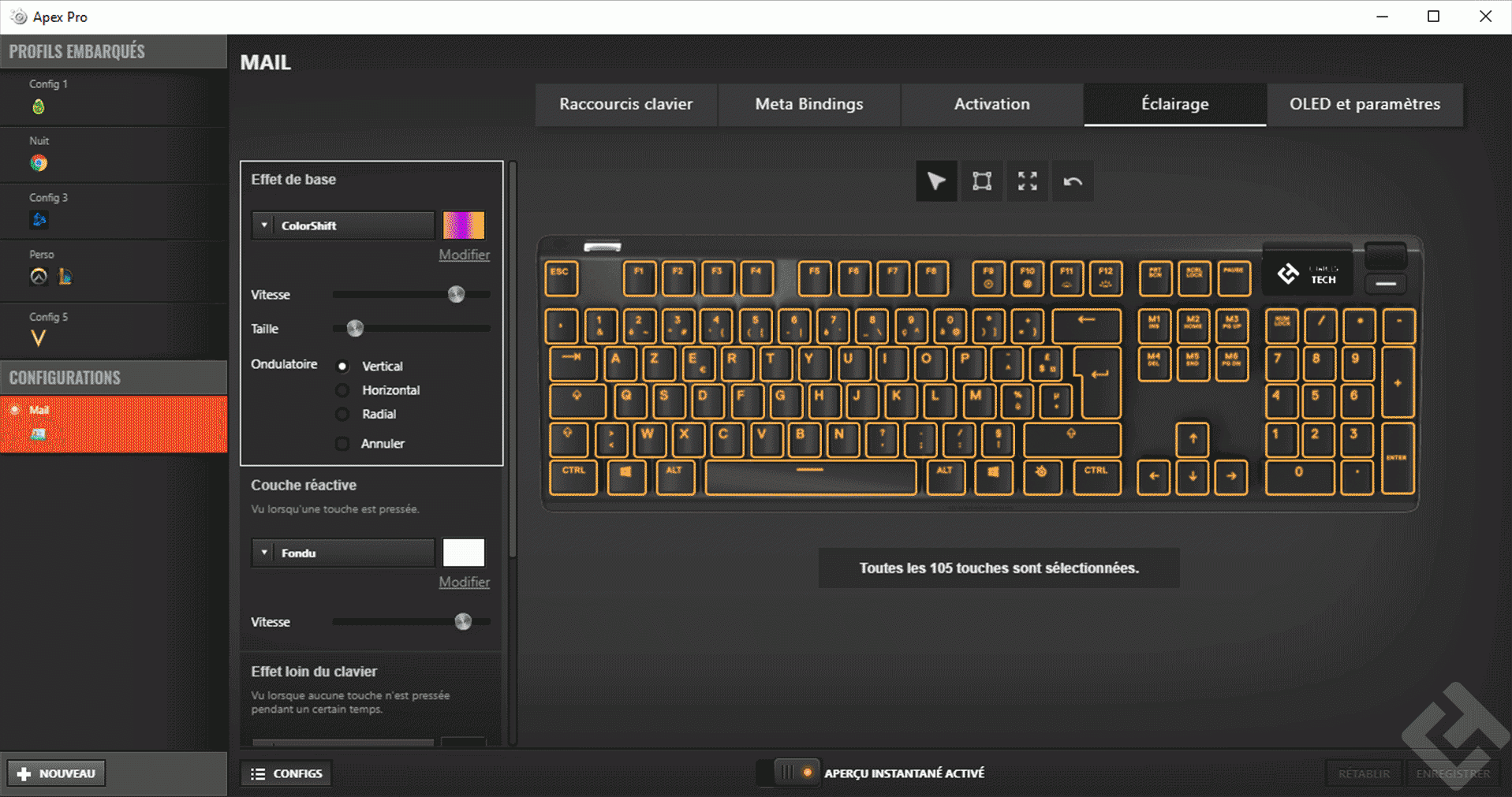 SteelSeries Engine 3 Éclairage