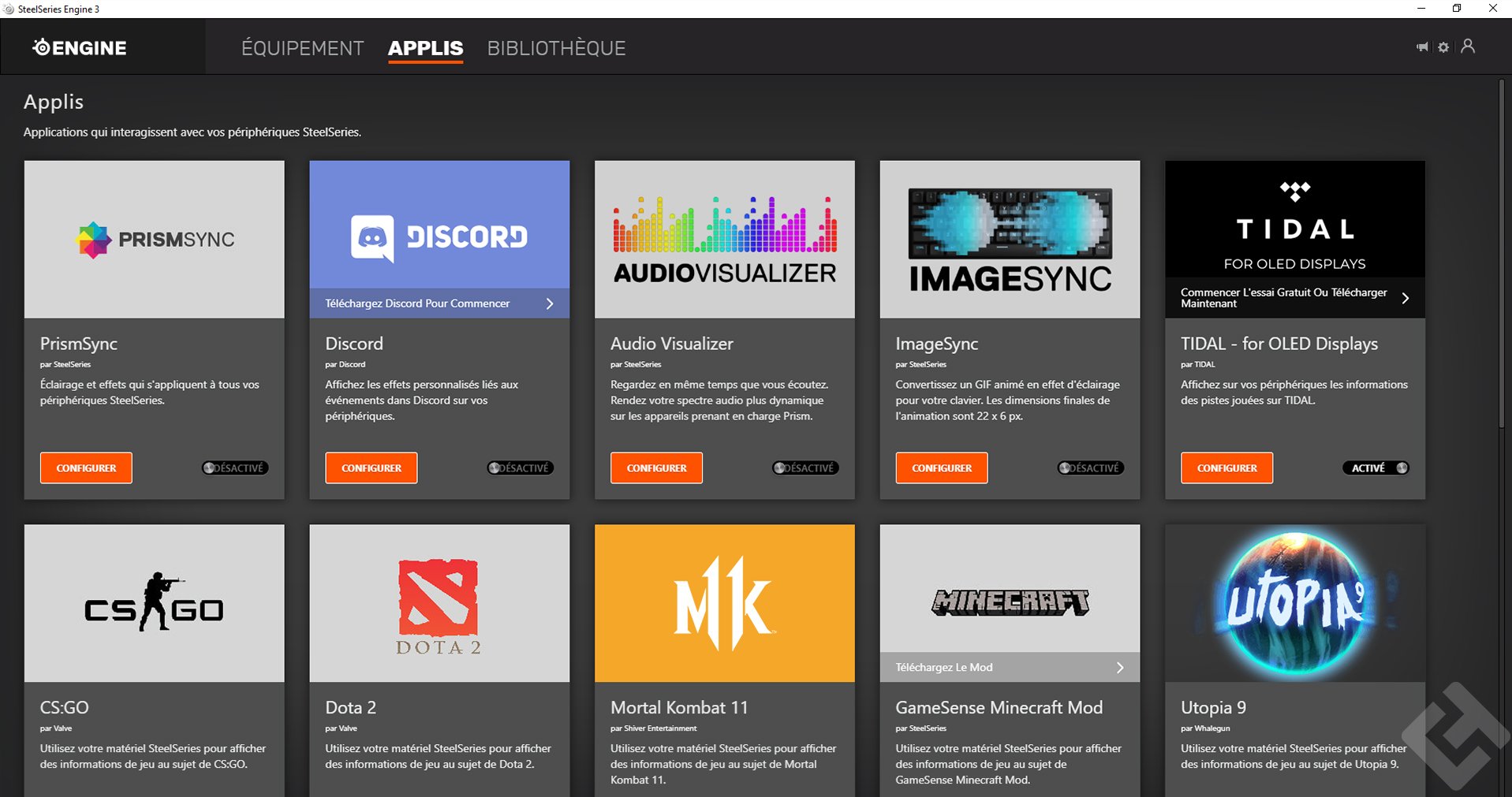 SteelSeries Engine 3 Applis