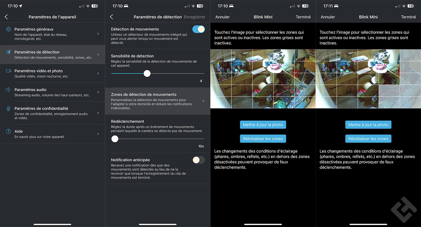 Test Blink Mini - Sélection de zones