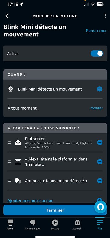 Test Blink Mini - Intégration Routine