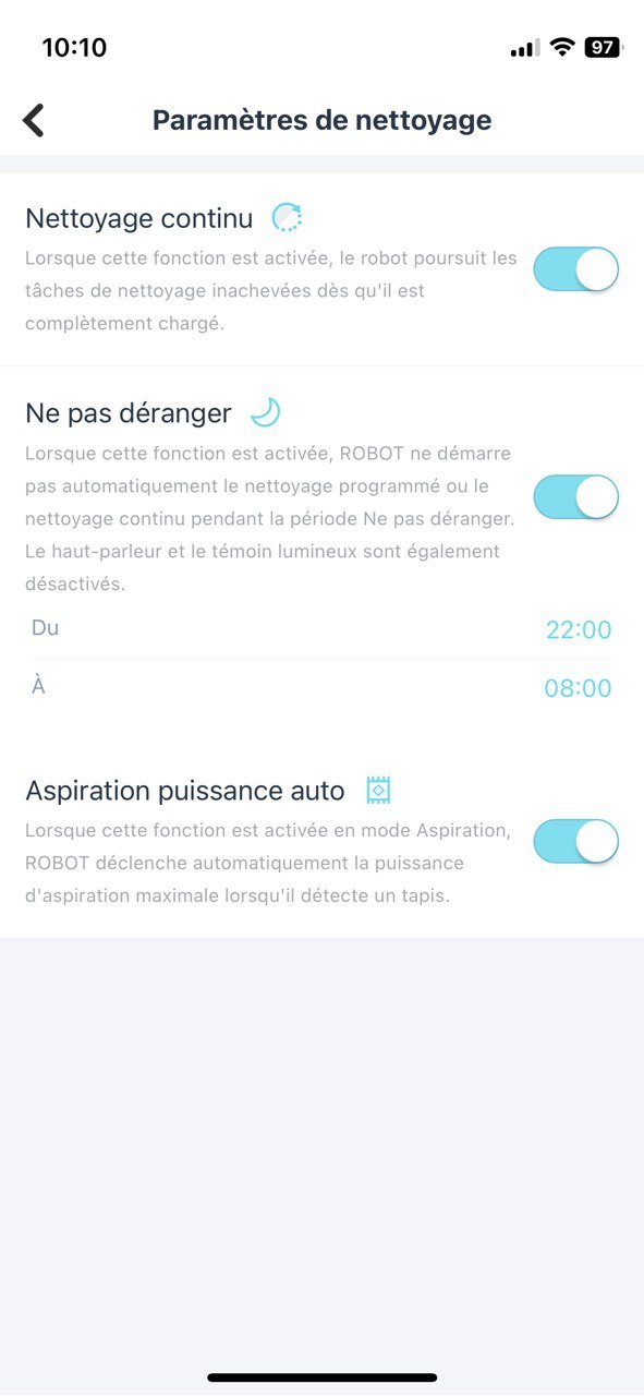 Option du Yeedi Mop Station