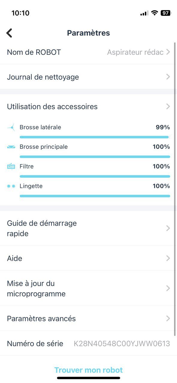 Durée de vie des accessoires du Yeedi Mop Station