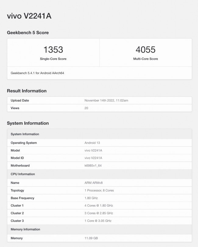 Vivo X90 GeekBench