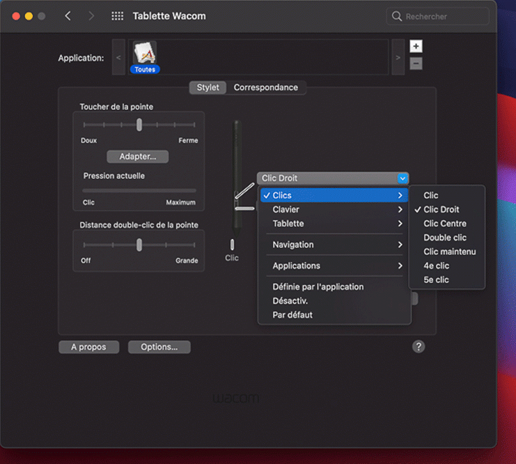 Wacom One By Wacom - Configuration touches