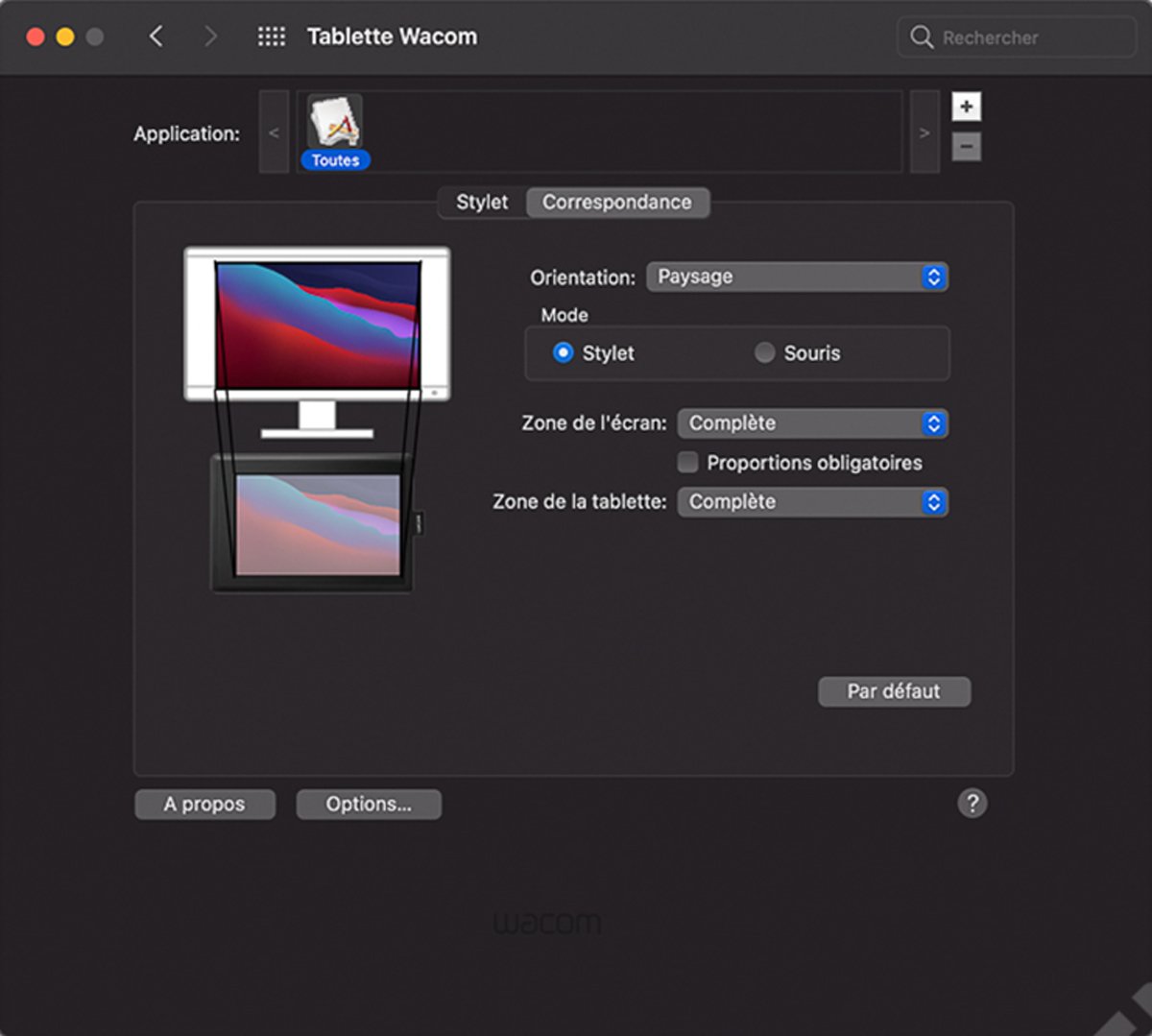 Wacom One By Wacom - Paramètrage tablette
