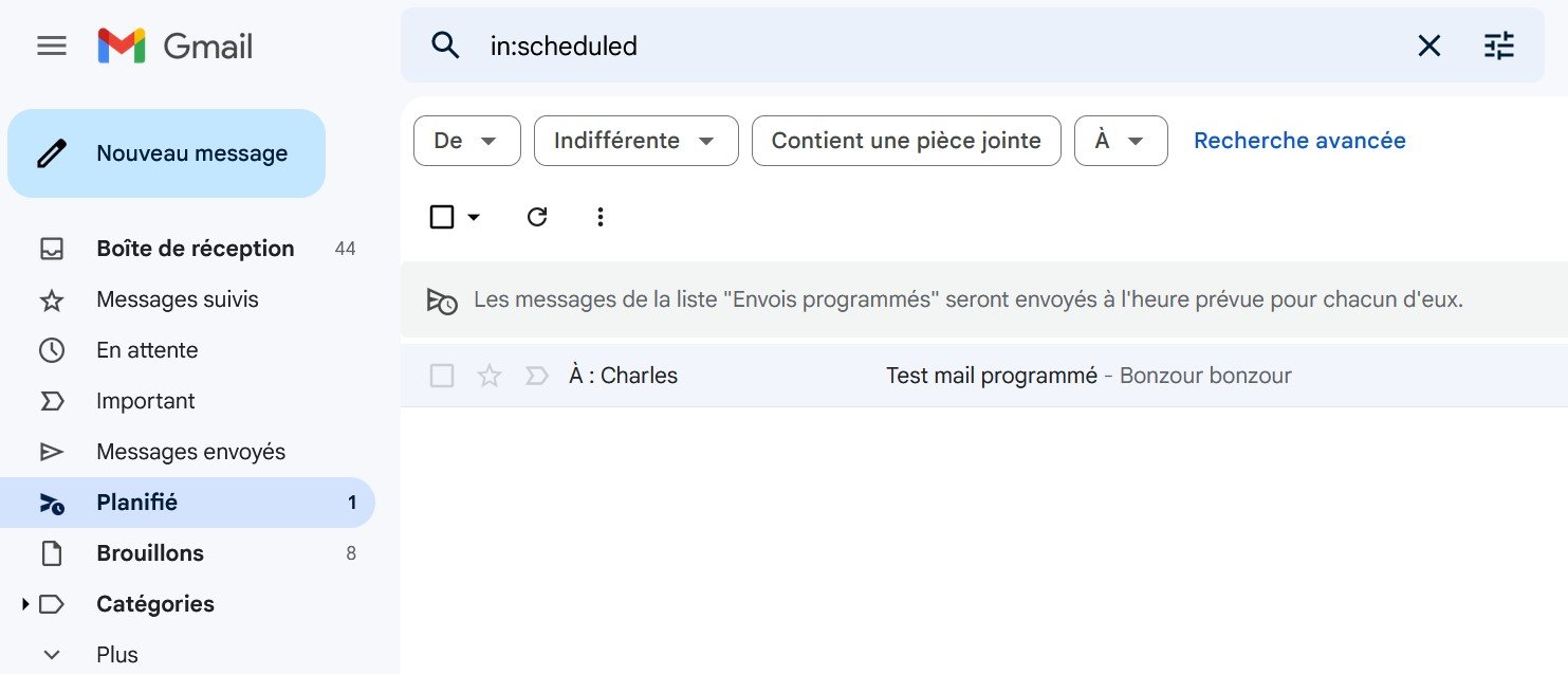 annuler un mail planifié sur gmail
