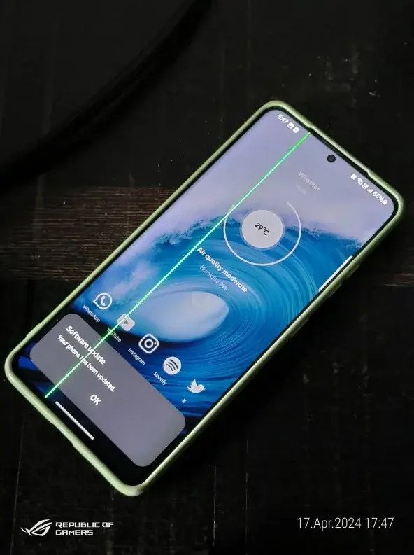 schermo galaxy s21 a strisce verdi