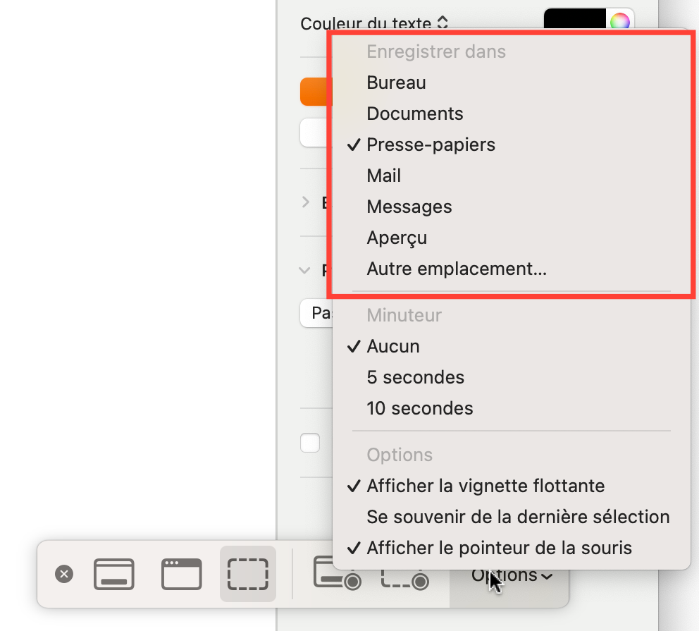 modifier dossier capture d'écran Mac