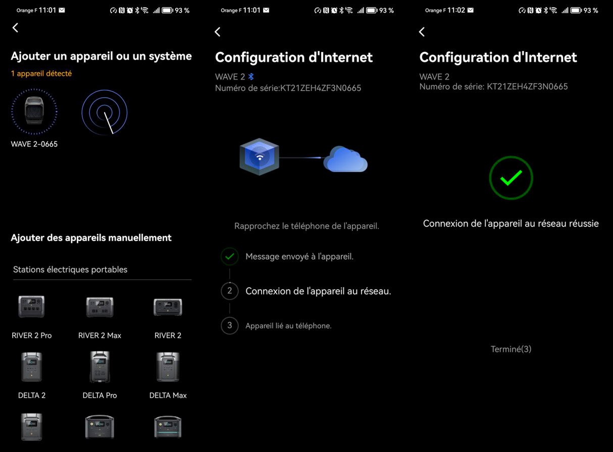 configuration de la ecoflow wave 2