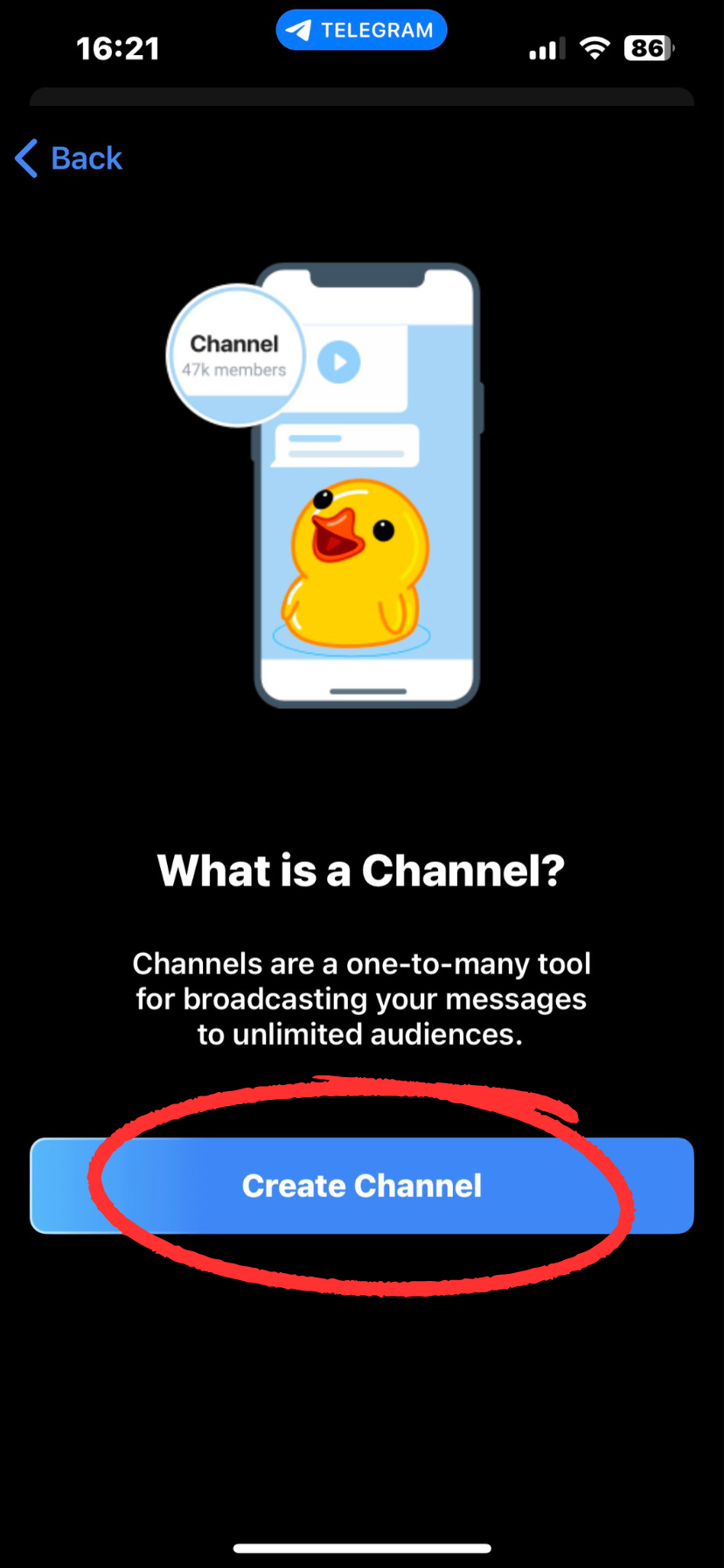 comment créer un canal telegram