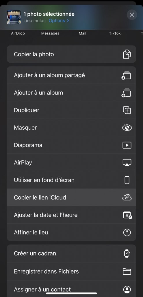 Envoyer photos iphone à Mac lien icloud