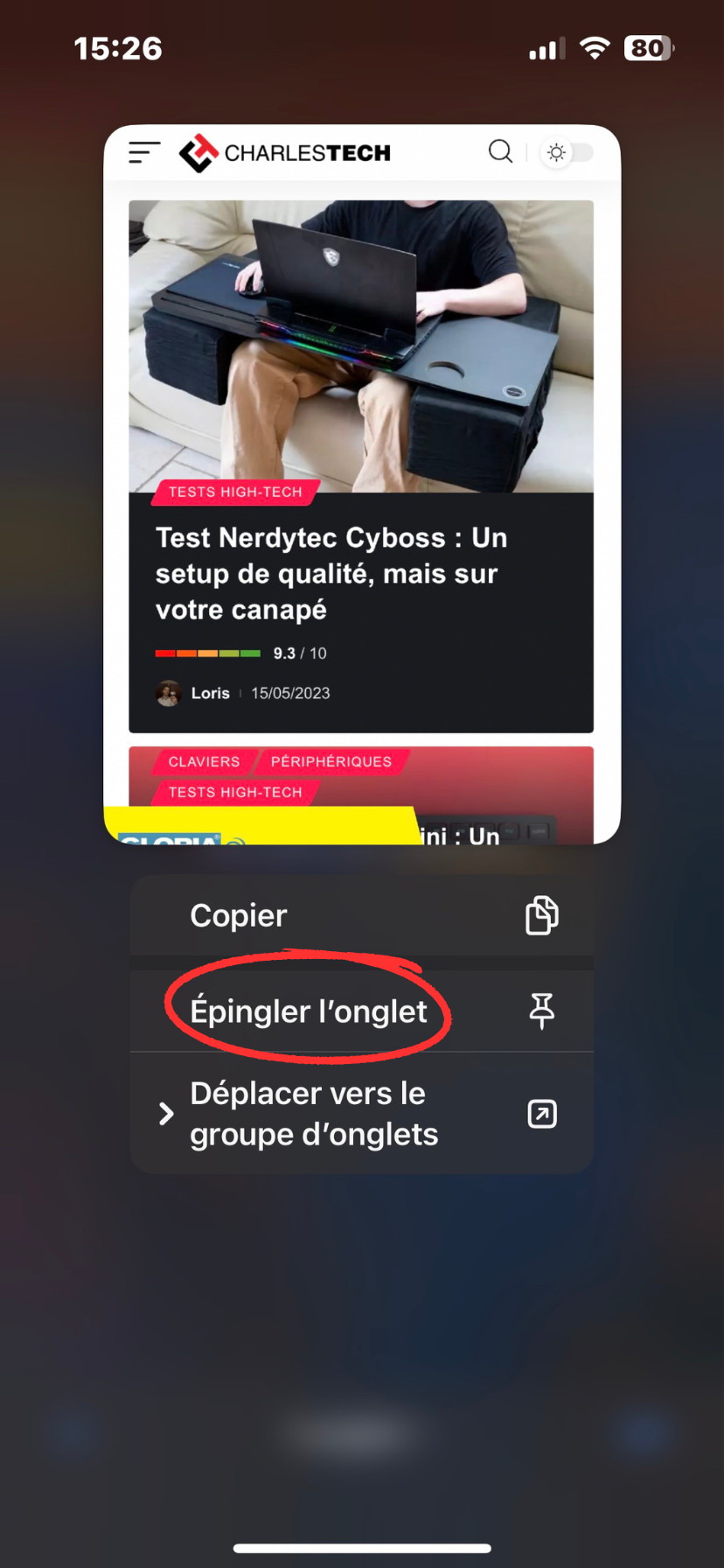 comment épingler un onglet sur safari