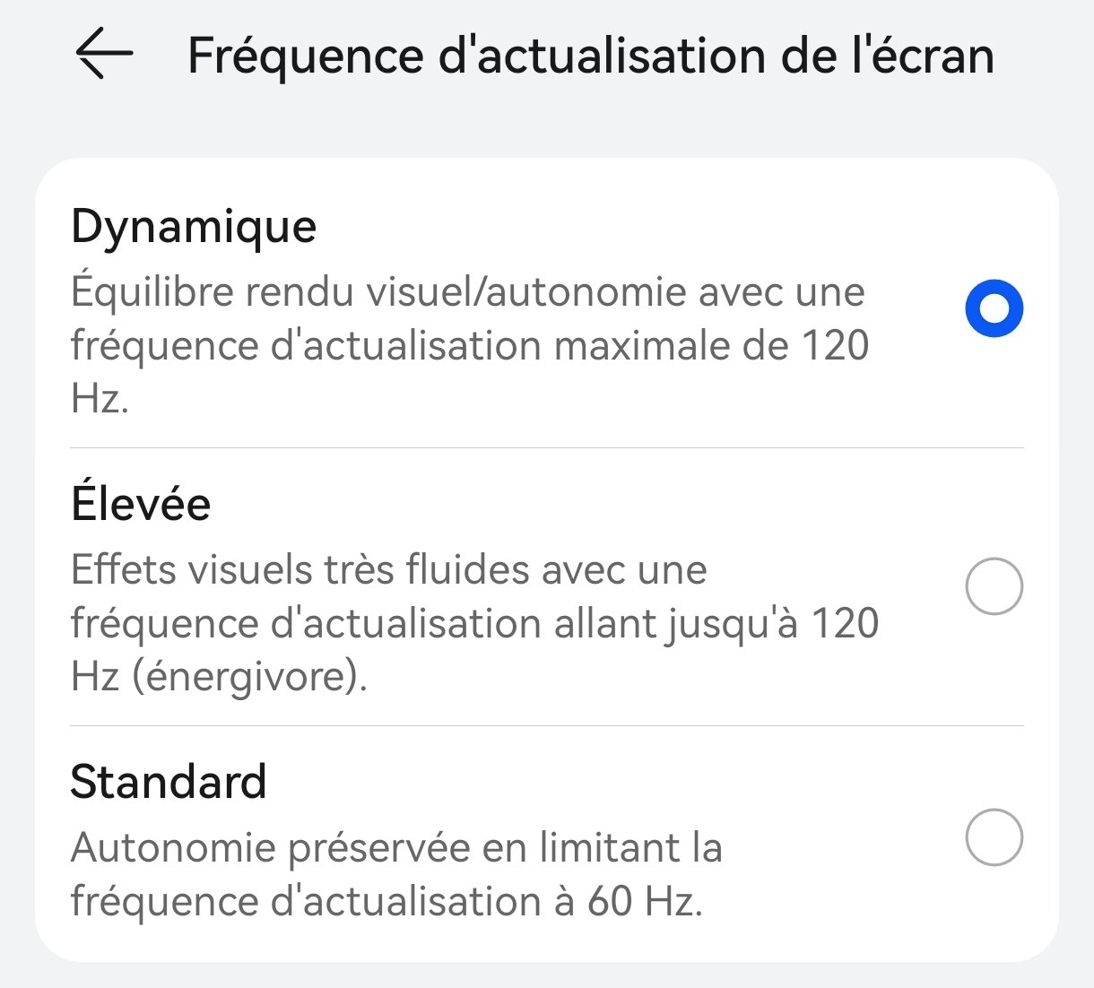 fréquence d'affichage du P60 pro
