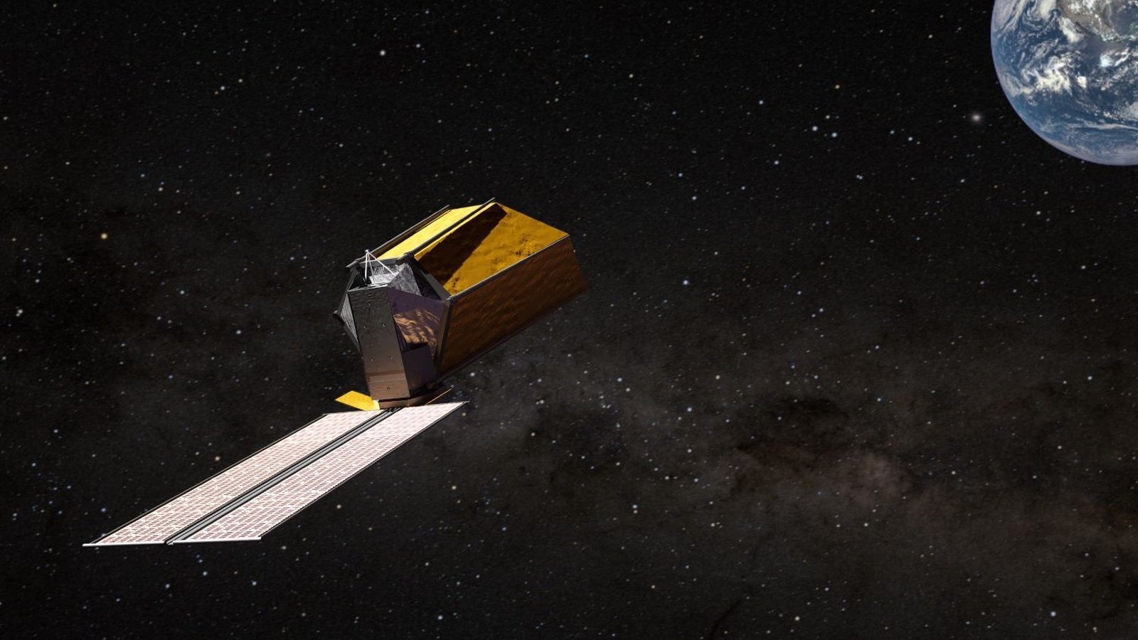 Habitable Worlds Observatory NASA en orbite, illustration concept télescope spatial