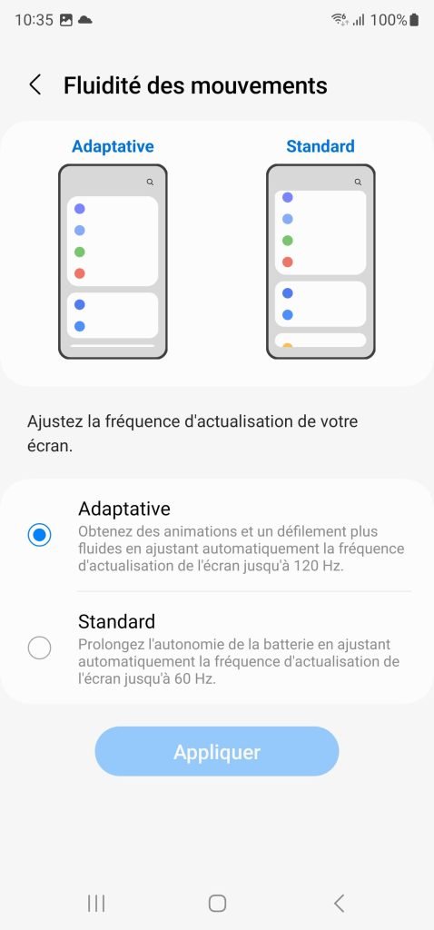 réglage de la fréquence d'affichage sur s23 Ultra