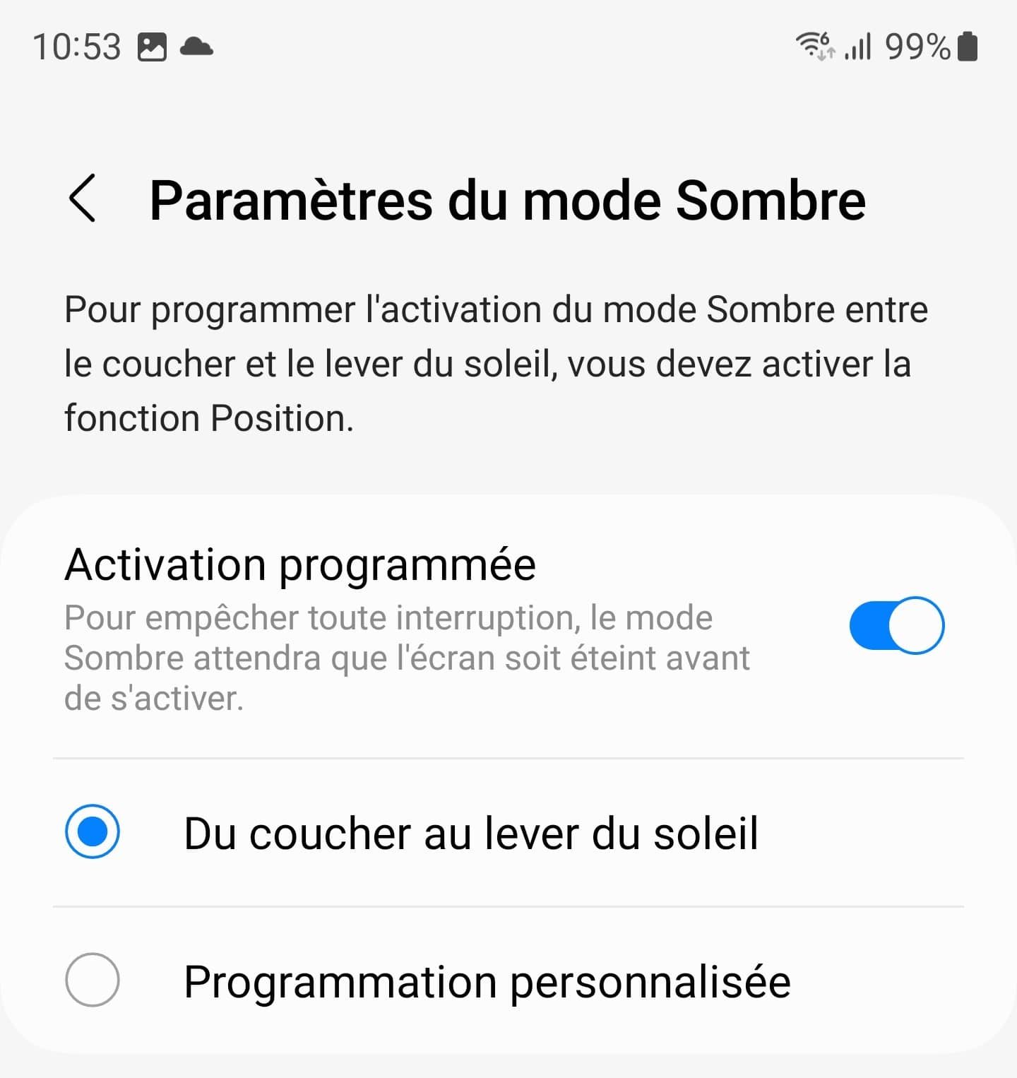 dark mode du galaxy s23 ultra