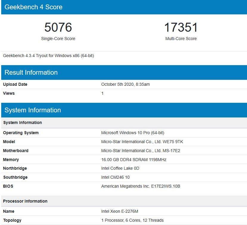 Score GeekBench
