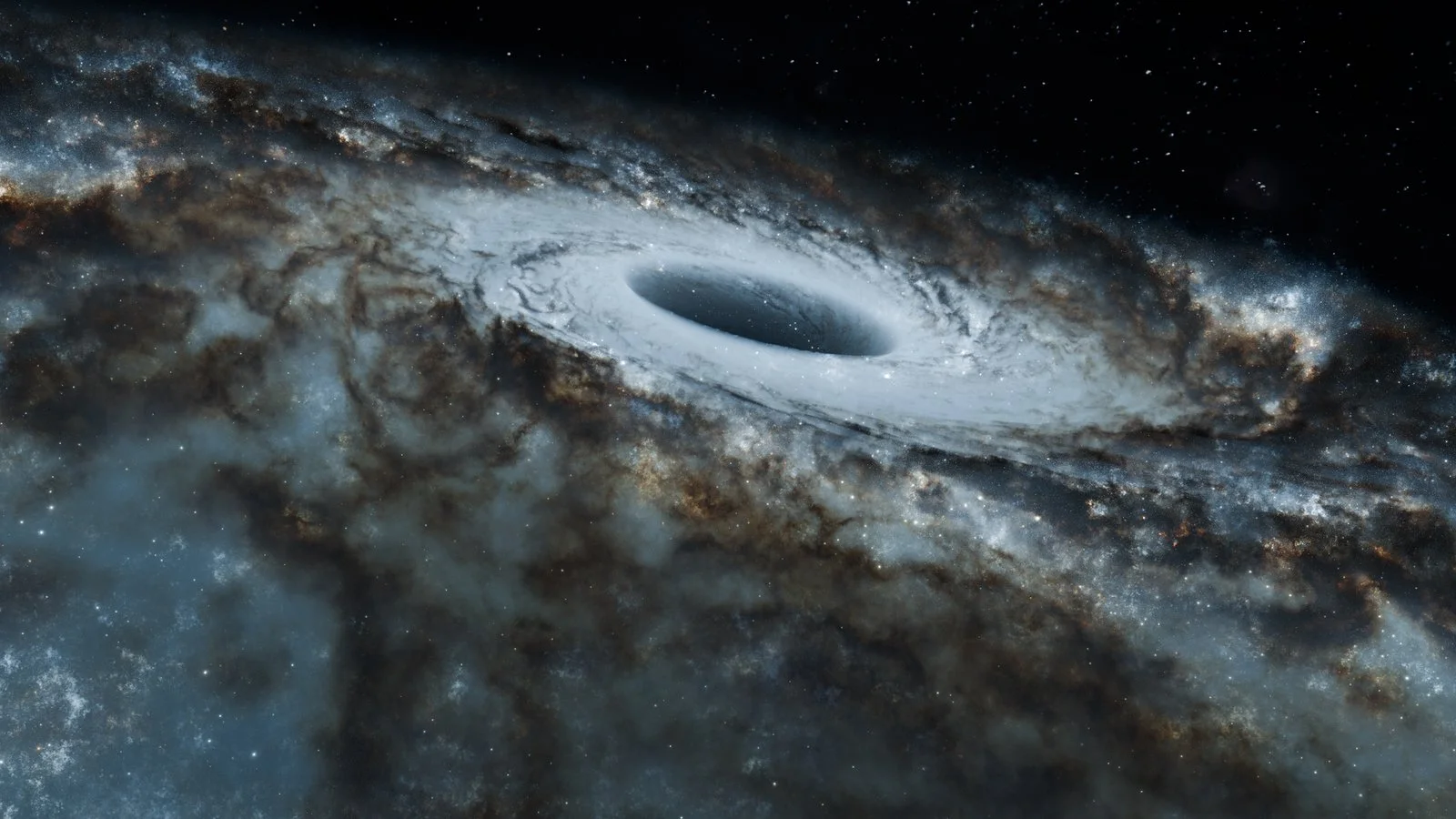 Trou noir supermassif au centre d'une galaxie, illustration astronomique