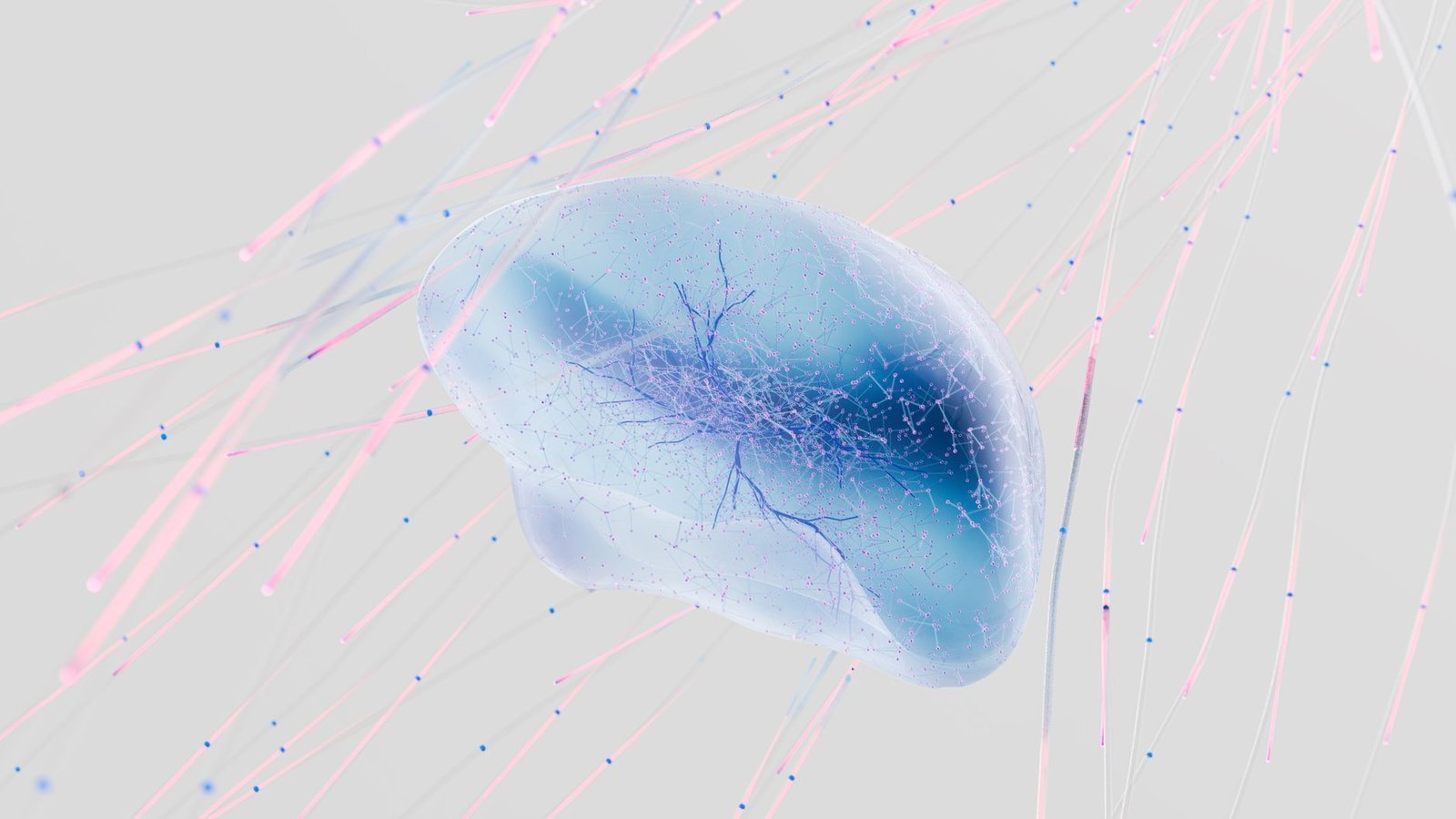 Cerveau artificiel translucide avec réseau de connexions neuronales IA