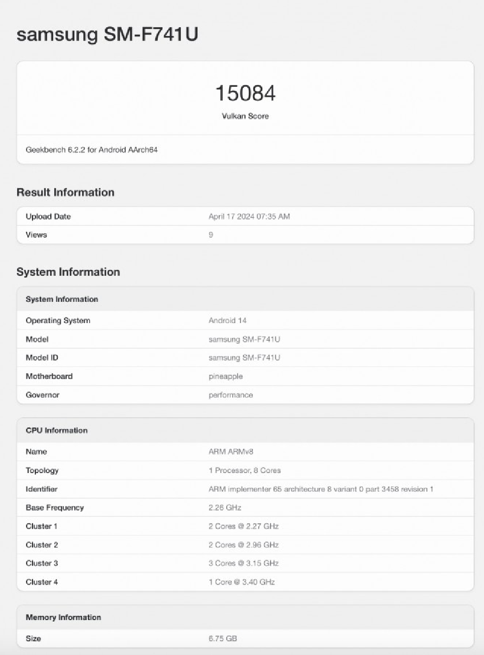 leak geekbench galaxy z flip 6