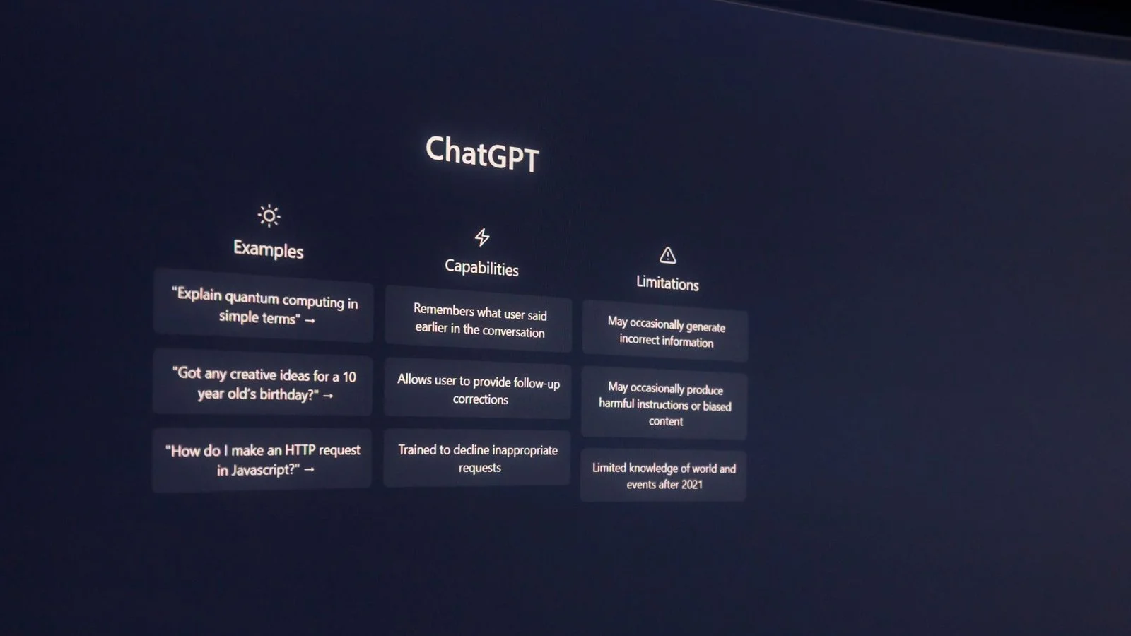 Interface ChatGPT capacités et limitations agents IA OpenAI
