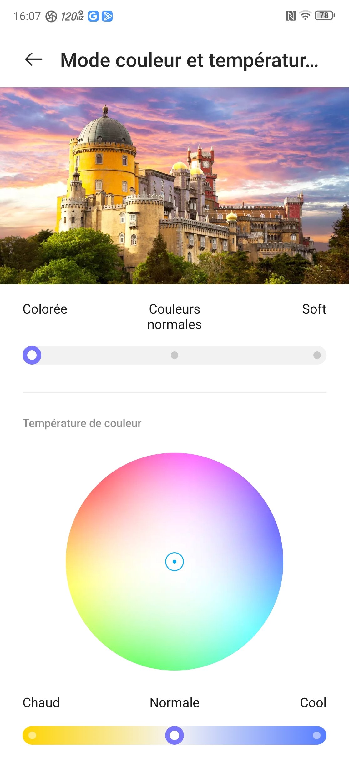 réglage de colorimétrie sur redmagic 8S pro