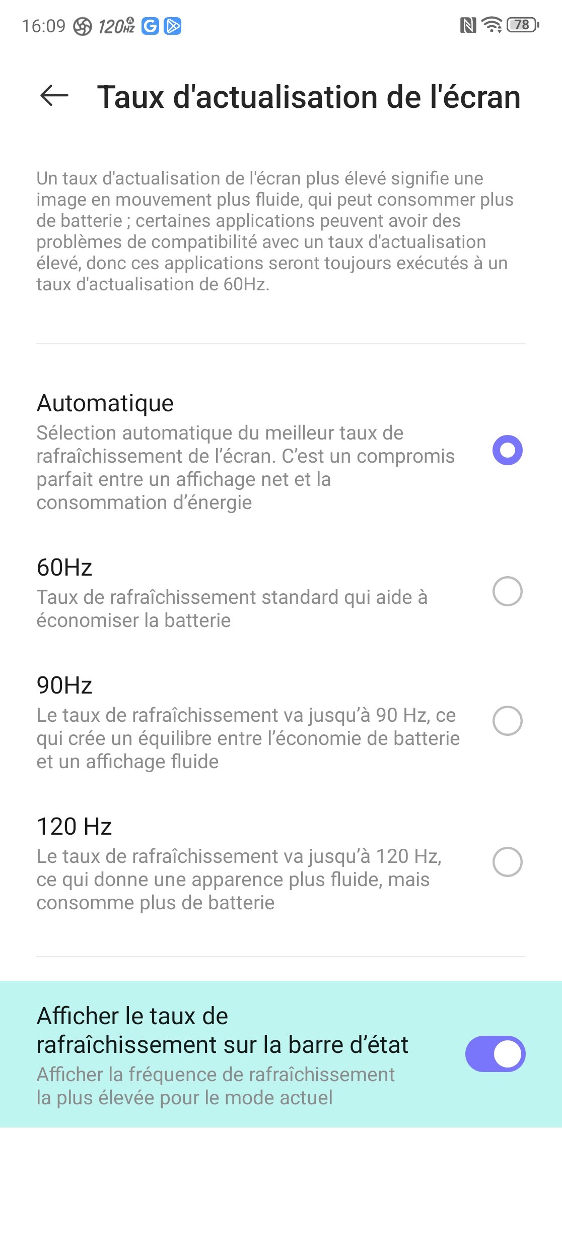 réglage de la fréquence d'écran sur redmagic 8S pro