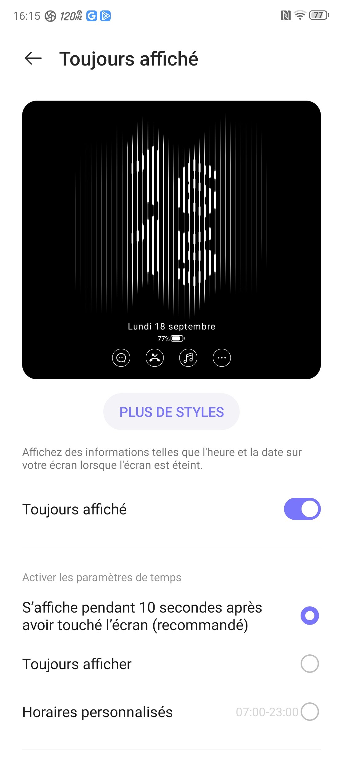 always on display sur redmagic 8S pro