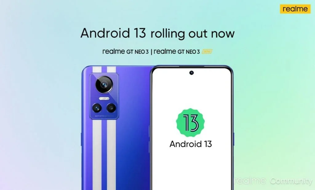 realme GT Neo 3 et GT neo 3 150 w avec Android 13