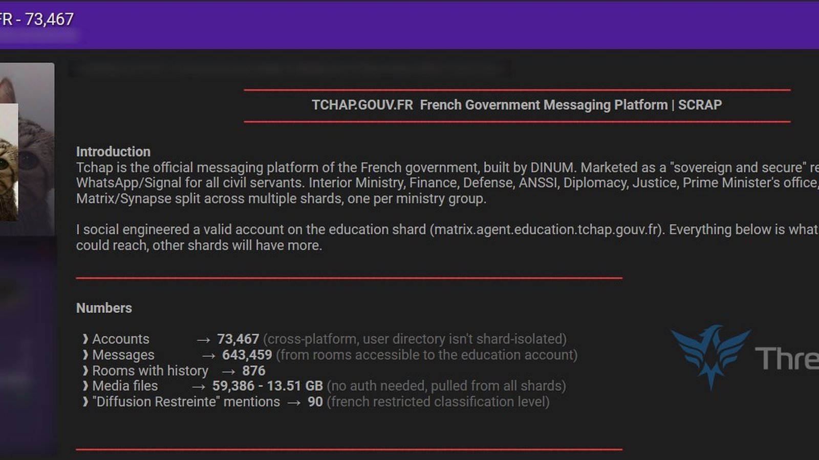 Tchap : 73 000 agents de l'État français touchés par une fuite de données