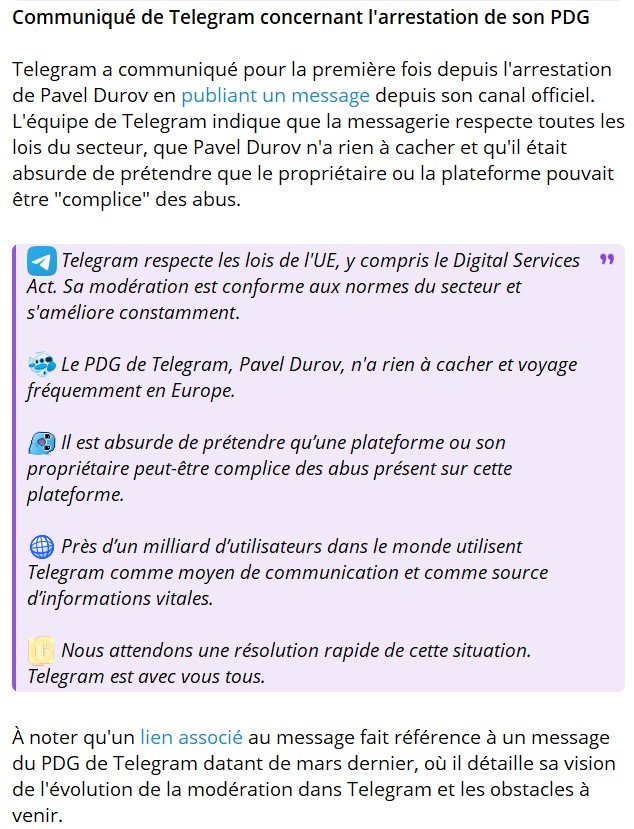 telegram pavel durov arrete cummunique